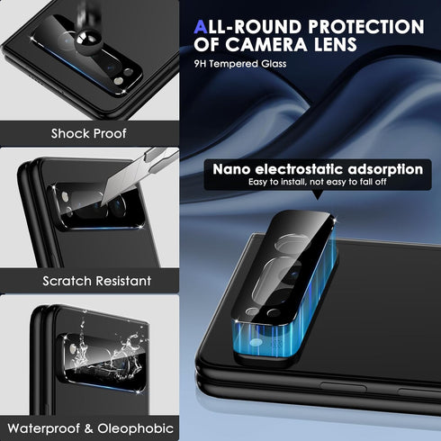 Google Pixel Fold Privacy Screen Protector & Tempered Glass Camera Lens - 2+2 Pack, Anti-Scratch, No Bubbles, Anti-Spy