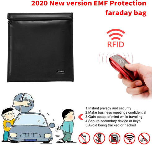 Faraday Bag, Signal Isolation Bag for Phones, Fireproof Shield Pouch Prevents Hacking, Tracking, NFC/WiFi/Bluetooth