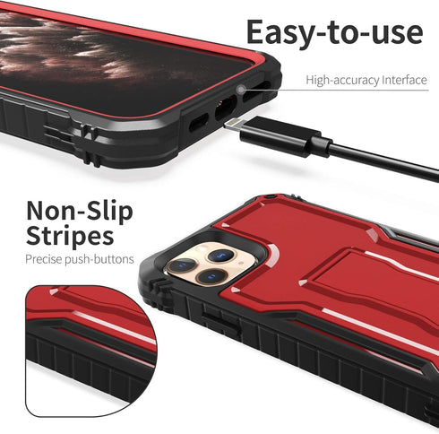 ExoGuard Rubber Shockproof Case for iPhone 11 Pro Max, Full-Body Cover with Built-in Screen Protector and Kickstand