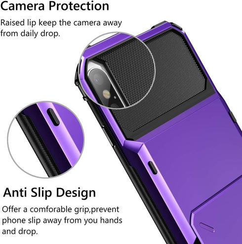 Vofolen Case for iPhone Xs Max, Wallet ID Slot, Credit Card Holder, Scratch Resistant Dual Layer Protective Cover