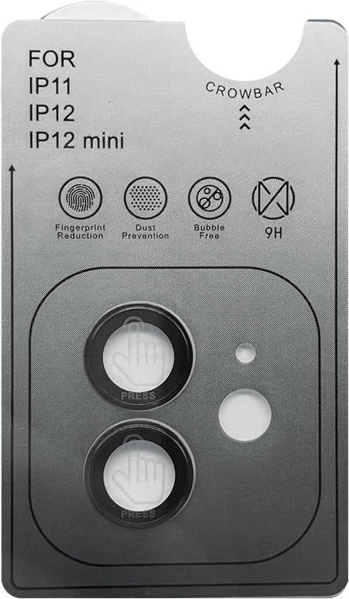 11 12 12 9H TENOC Camera Lens Protector for iPhone & iPhone & iPhone Mini, Tempered Glass Camera Screen Cover, Black