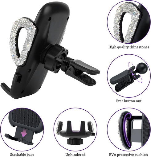 eing Car Phone Mount Holder for Dashboard Air Vent Windshield, Compatible with iPhone 12/11/11 Pro/8 Plus and Samsung