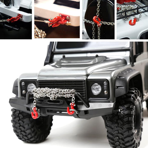 AMOGOT Winch 1/10 TRX4 SCX10 90046 90081 D90 TF2 CC01 RC Trailer Chain Hook Tow Rope Shackles for RC Crawler Axial