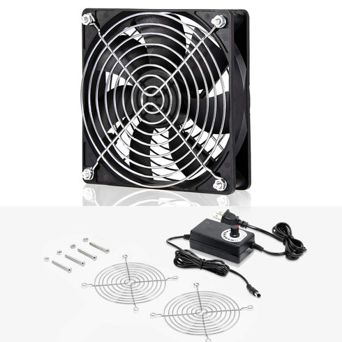 120mm 110V 115V 120V 3V 12V, AC Powered Fan with Speed Controller DC to for Router Receiver DVR PlayStation Xbox