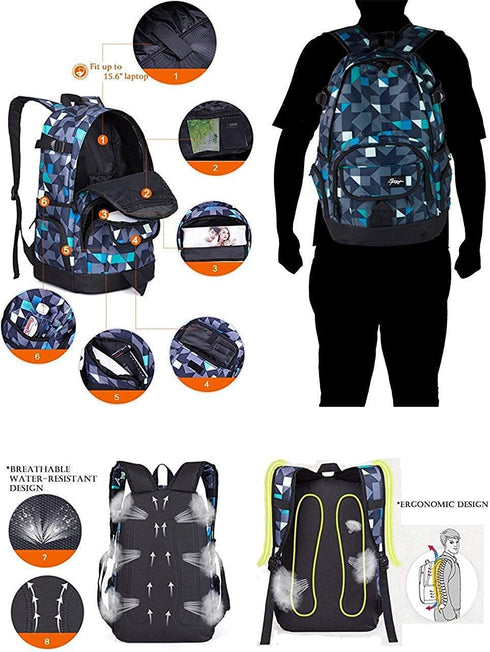 rickyh style Lightweight School Backpack Travel Bag for Men & Women with Laptop Compartment