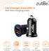 Dual USB-A 36W Compact Metal Fast Car Charger with QC 3.0 for iPhone and Samsung Galaxy