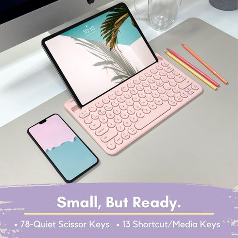Macally Bluetooth Keyboard for Tablet, Wireless Keyboard for iPad, iPhone Keyboard (Multi-Device, Built-in Stand,