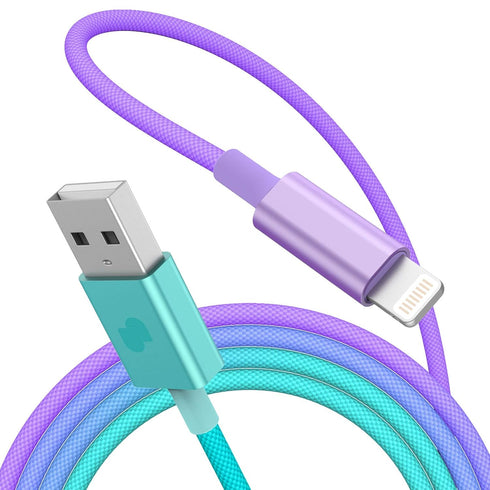 MFi Certified Lightning Cable 3.3ft for iPhone - Nylon Braided Charging Cord, Lightning to USB A, Blue.