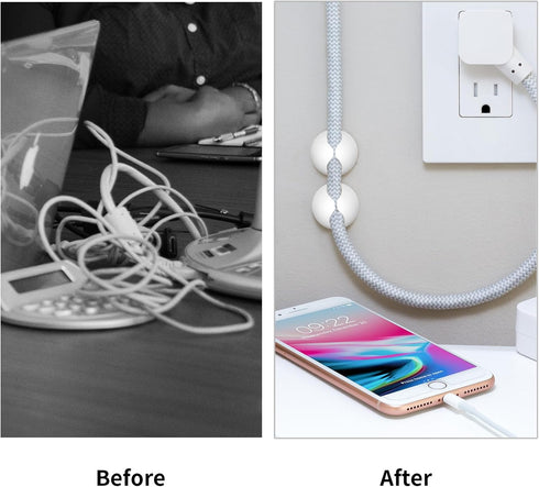 12PCS White Cord Holder Cable Clips, Adhesive Wire Organizer, for Nightstand, Desk, Office, Appliances