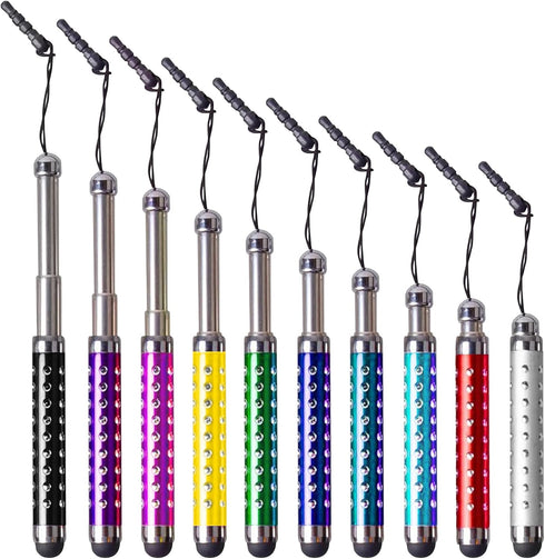 IC ICLOVER 10PCS Bling Retractable Stylus Pens for iPhone, iPad, Samsung, Android Phone, Compatible with All Capacitive