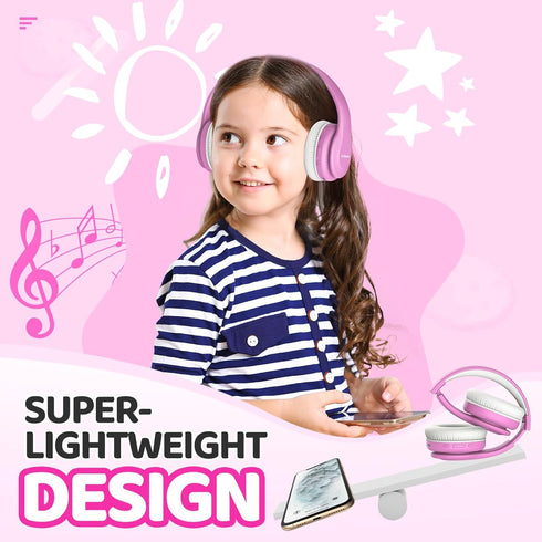 JoySpark Kids Bluetooth Headphones, Lightweight Wireless Headphones with 60 Hours Playtime, Volume Limited - Over-Ear