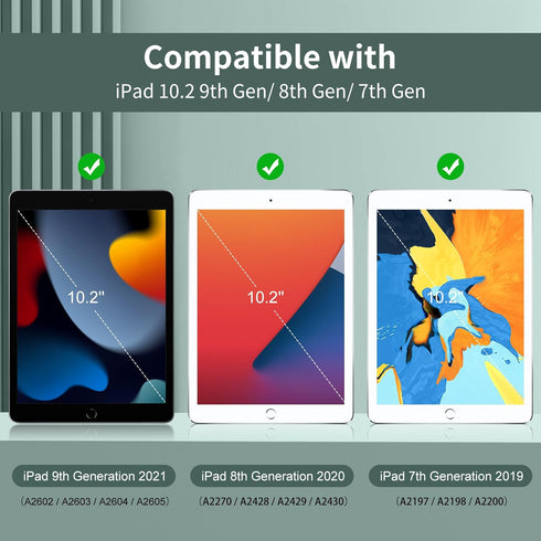 iPad 9th/8th/7th Generation (2021/2020/2019) 10.2 inch Case with Detachable Wireless Bluetooth Keyboard, Dark Green