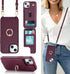 iPhone 15 Case with Card Holder and Strap for Women, Crossbody Lanyard, Stand Ring Kickstand, Phone Wallet Cases 6.1
