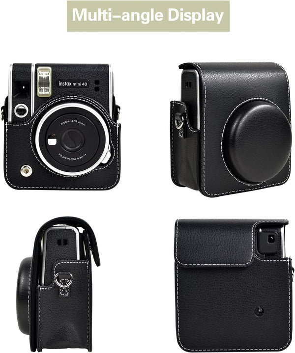 Rieibi Protective Case for Fujifilm Instax Mini 40, PU Leather Bag Cover with Strap for Instant Camera