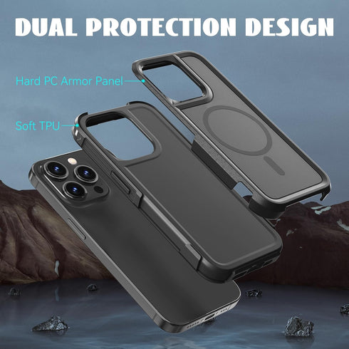 MATEPROX iPhone 15 Pro Max Case, 6.7'' Rugged Shockproof Armor, MagSafe Compatible, Heavy Duty Protection - Black 2023