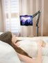 TabHolderix 4.5LB Tablet Floor Stand with Heavy Metal Base,Overhead Bed Phone Stand Angle Height Adjustable Holder
