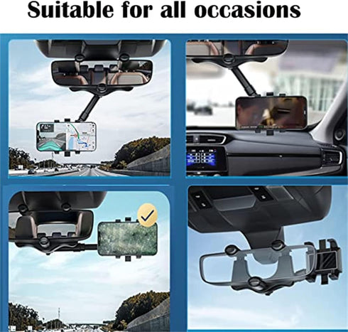 360° Rotatable and Retractable Car Phone Holder, Multifunctional Adjustable Universal GPS Holder for All Smartphones