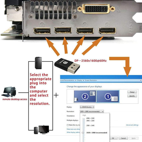 DP - DisplayPort Display Emulator EDID Emulator Plug 2K, 4K 4096x2160@60Hz Compatible