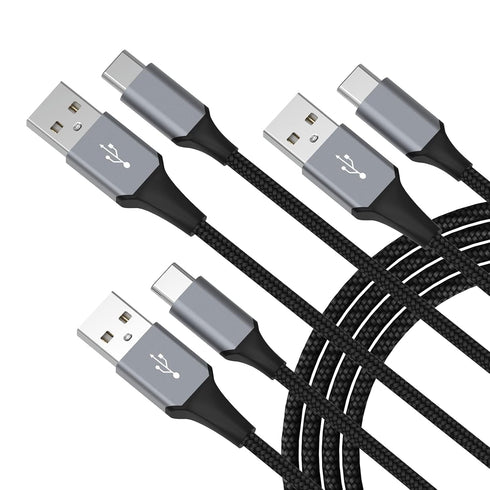 USB C Cable 3-Pack (3ft/6ft/6ft) - Fast Charger Cord, Nylon Braided, Compatible with iPhone 15/Plus/Pro/Pro Max, Galaxy
