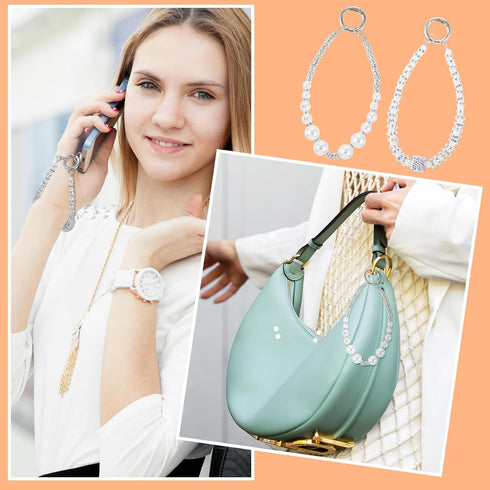 Yuanan 2 Pack Phone Wrist Strap, Pearl Beaded Phone Charm, Hands-Free Wristlet Bracelet, Detachable with Tether Tab