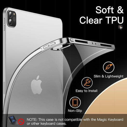 JETech 11-Inch 2022/2021/2020 (4th/3rd/2nd 2nd Case for iPad Pro Model Generation), Soft TPU Transparent Slim