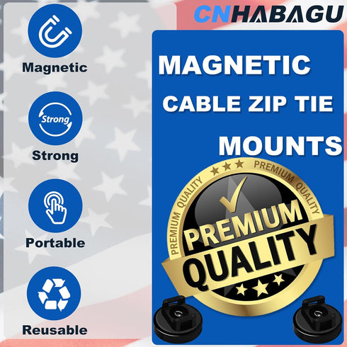 25LBS 6 Magnet Zip Tie Mount Magnetic Zip Ties Mount Strong Multipurpose Wire Cable Holder Mount Wire Clips Management