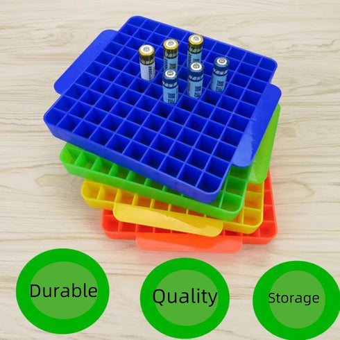 100 Slot Battery Storage Organizer, AA Battery Case Holder Vault Container for Drawer Organization