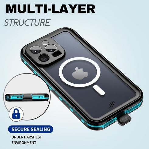 BEASTEK iPhone 15 Pro Waterproof Case, IP68 Shockproof Dustproof with Built-in Screen Protector and MagSafe Cover, Teal