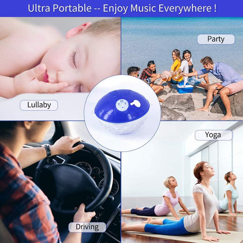 Bluetooth Speakers with Colorful Lights, Portable IPX7 Waterproof Speaker, Built-in Mic for Home and Outdoors