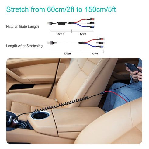 Multi Charger Cable-USAMS Nylon Braided (4FT) USB Charging Cable Adapter with USB Type C/Micro USB Connectors