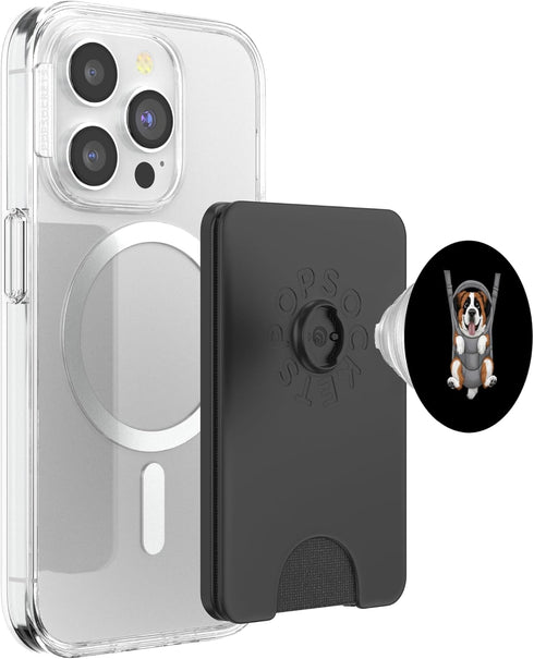 Saint Bernard Puppy Lover PS Funny Saint Bernard Puppy In A Baby Carrier. Dog Lover PopSockets PopWallet for MagSafe