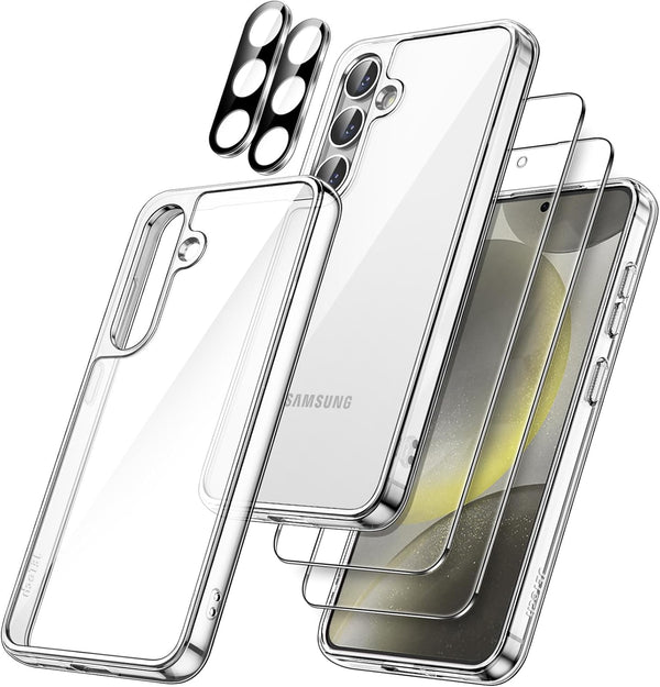 JETech Clear 5 in 1 Case for Samsung Galaxy S24+ / S24 Plus 5G + 2-Pack Tempered Glass & Camera Lens Protectors.