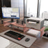 WESTREE Dual 3 Shelf Computer Riser with Drawer, Adjustable Length and Angle, Desktop 2 Monitor Stand Storage Organizer