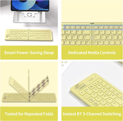 Ubxxziy Z1 Foldable Bluetooth Keyboard with UV Printing Technology Rechargeable Keyboards,Compact Wireless Travel