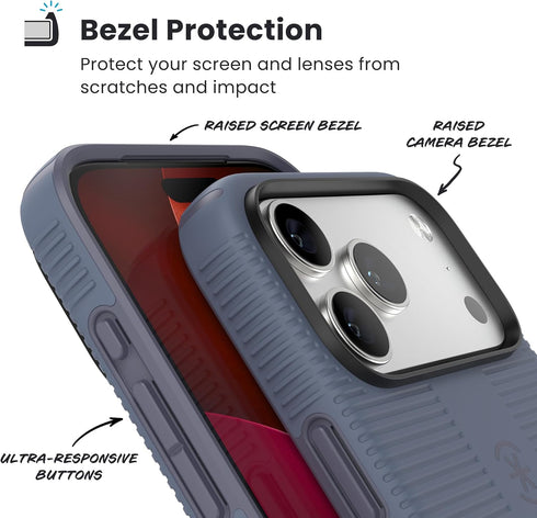 Speck 17 CANDYSHELL Grip +MS Case for iPhone Pro Max - Mystery Blue/Faded Denim | Slim Protective Grip | Drop