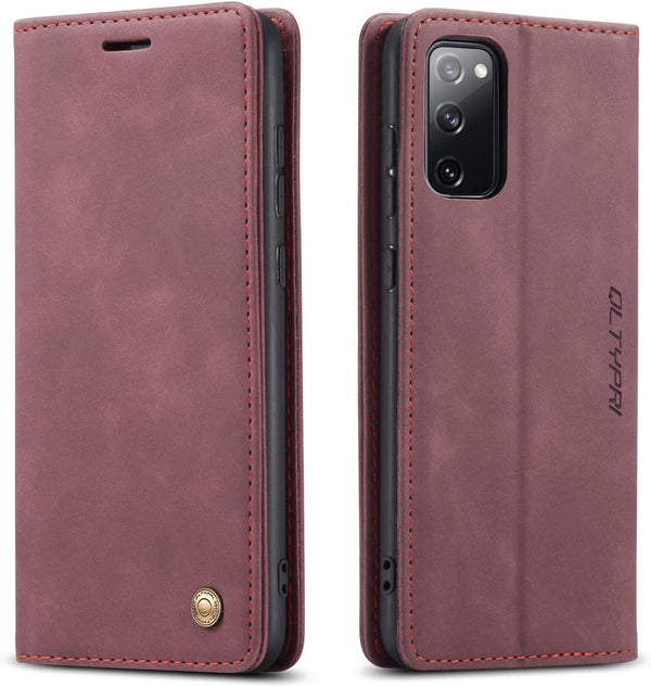 QLTYPRI Case for Samsung Galaxy S20 FE 5G, Vintage PU Leather Wallet Case, Card Slot Kickstand, Magnetic Closure,