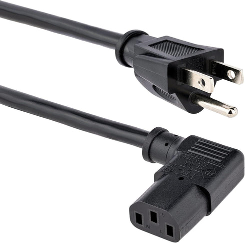 StarTech.com 3ft (1m) Computer Power Cord, NEMA 5-15P To Right Angle C13, 10A