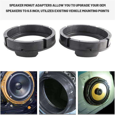 Door Speaker Adapter Bracket 6.5 with Wiring Harness Connector for VW Passat, Golf, Jetta, Beetle