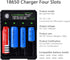18650 Battery Charger 4 Bay Fast Charge for 3.7V Li-ion Batteries, USB Intelligent Universal Charger