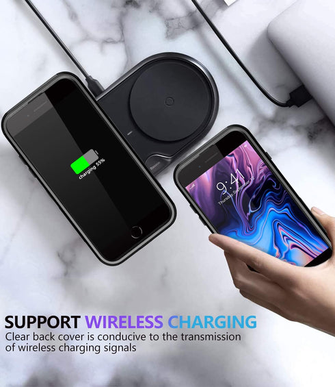 Diverbox Heavy Duty Shockproof Phone Cover for Apple iPhone 8 Plus & 7 Plus, Dust-Proof Protection - Black