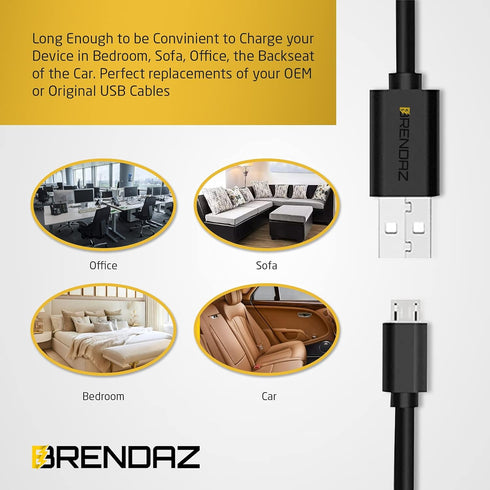 Fast Charging Micro USB Cable 2-Pack - 3ft Android USB Cord for Kindle Fire HD, Galaxy S6/S7 Edge, X-Box One S, Note