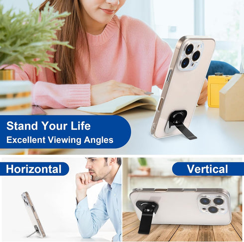 Mabor 2Pcs Thin Phone Kickstand Attachment, Universal Kickstand for Phone Case Vertical/Horizontal Metal Rotatable