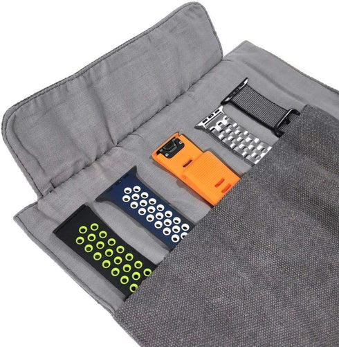 Watch Band Accessories – Smart Watch Band Cotton Canvas Portable Storage Bag Case Pouch Organizer for Apple, Garmin,