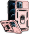 iPhone 12 Pro Max Case with Camera Cover & Kickstand, Impact-Resistant Shockproof Protective Bumper (Rose Gold)