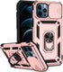 iPhone 12 Pro Max Case with Camera Cover & Kickstand, Impact-Resistant Shockproof Protective Bumper (Rose Gold)