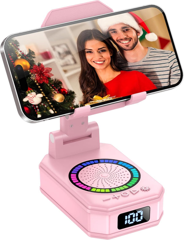 buwy Cell Phone Stand with Wireless Bluetooth Speaker and 8 RGB Ambient Light,