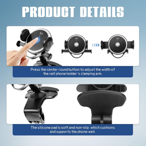 Hovom Phone Holder for Car Vent, Adjustable Car Phone Mount, Auto-Locking Car Air Vent Cell Phone Holder, Stable