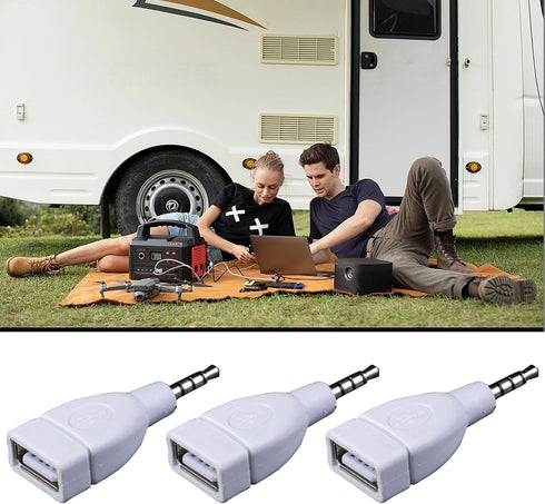 WAGHAVEN 3.5mm 2.0 MP3 Sound Converters Male AUXs to USB Female Converters Adapter for Car Speakers and Players