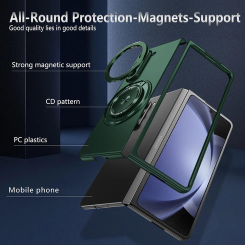 Magnetic Case for Galaxy Z Fold 3 5G, Lightweight, Slim Fit Drop Protection, Shockproof Cover, Dark Green