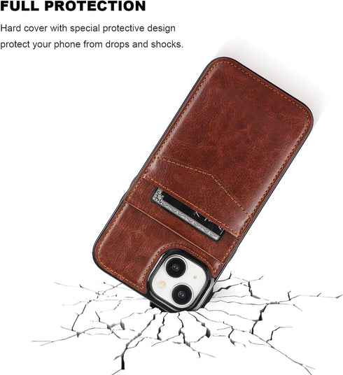 KIHUWEY Wallet Case for iPhone 15 Plus with Credit Card Holder, Flip Premium Leather Magnetic Clasp Cover